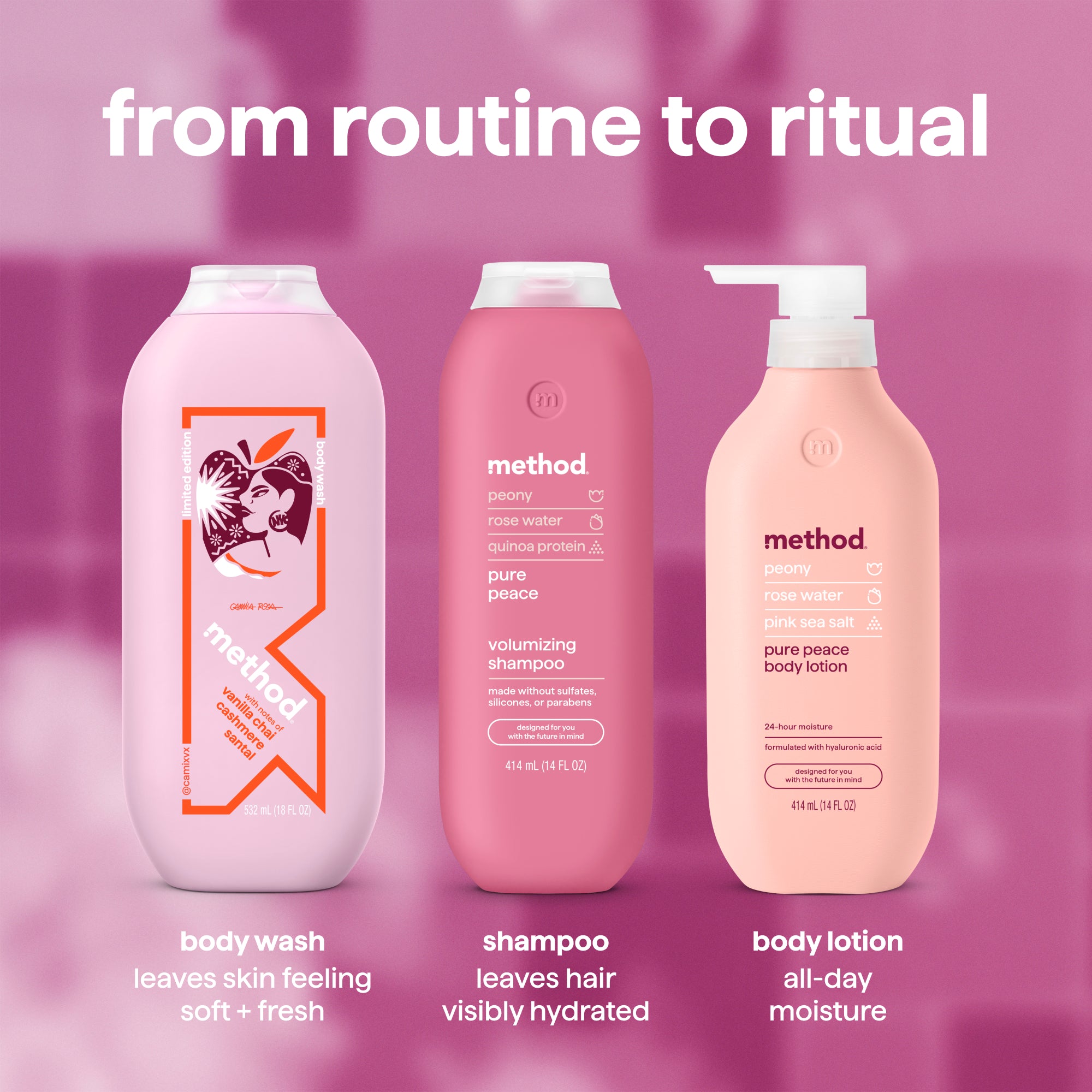 body wash - with notes of vanilla chai, cashmere, and santal, 18 oz.
