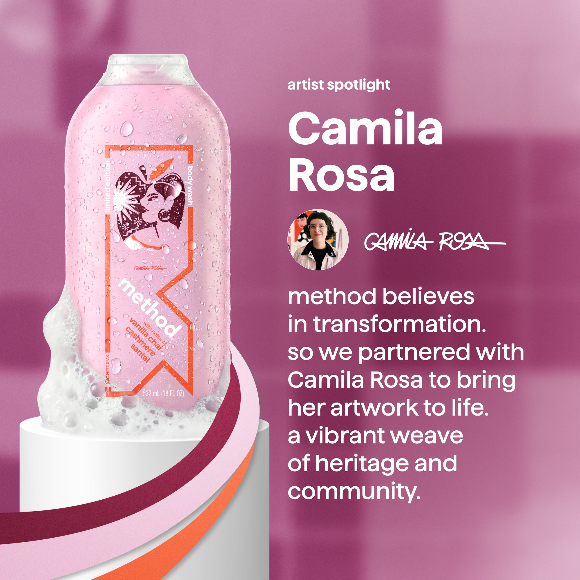 body wash - with notes of vanilla chai, cashmere, and santal, 18 oz.