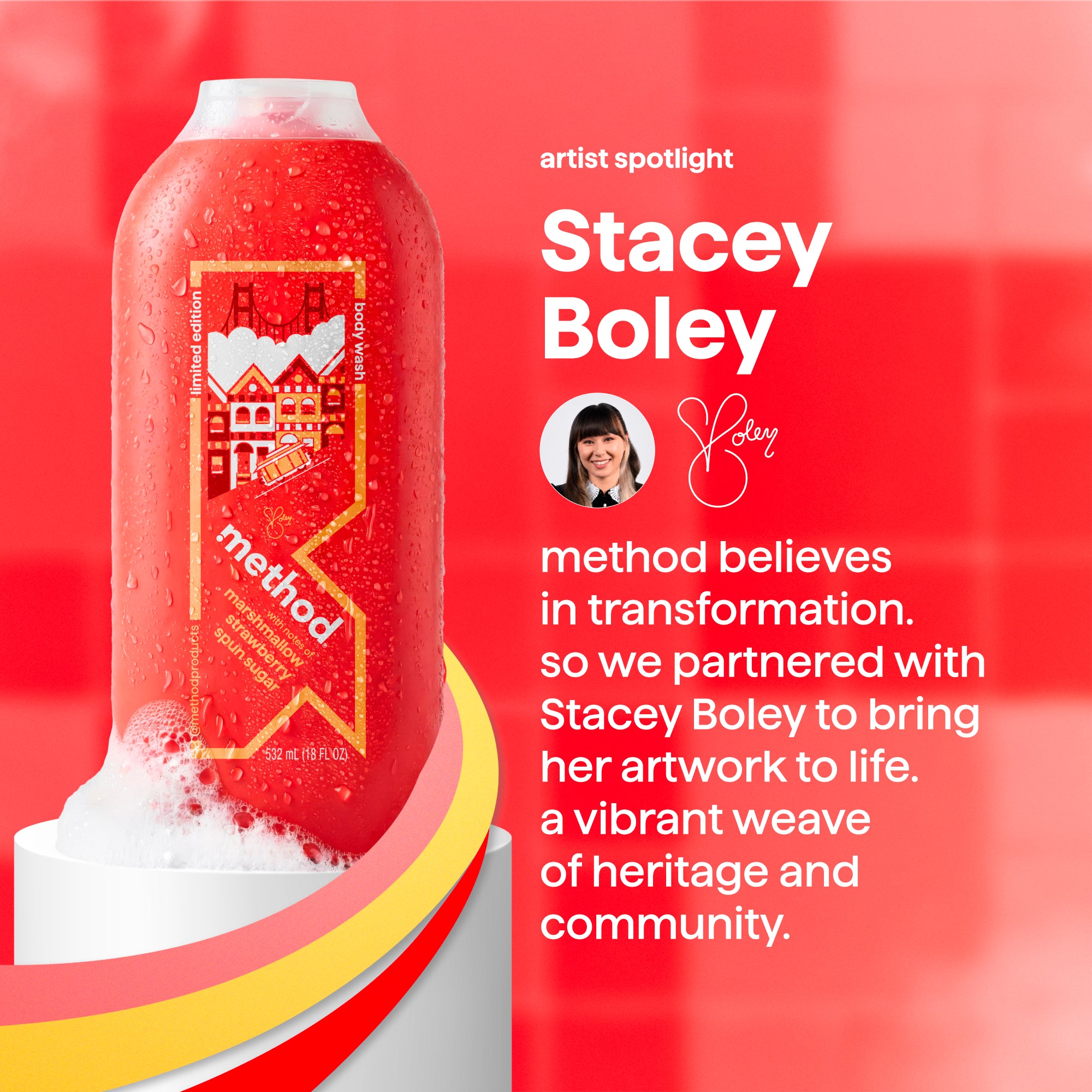 body wash - with notes of marshmallow, strawberry, and spun sugar, 18 oz.