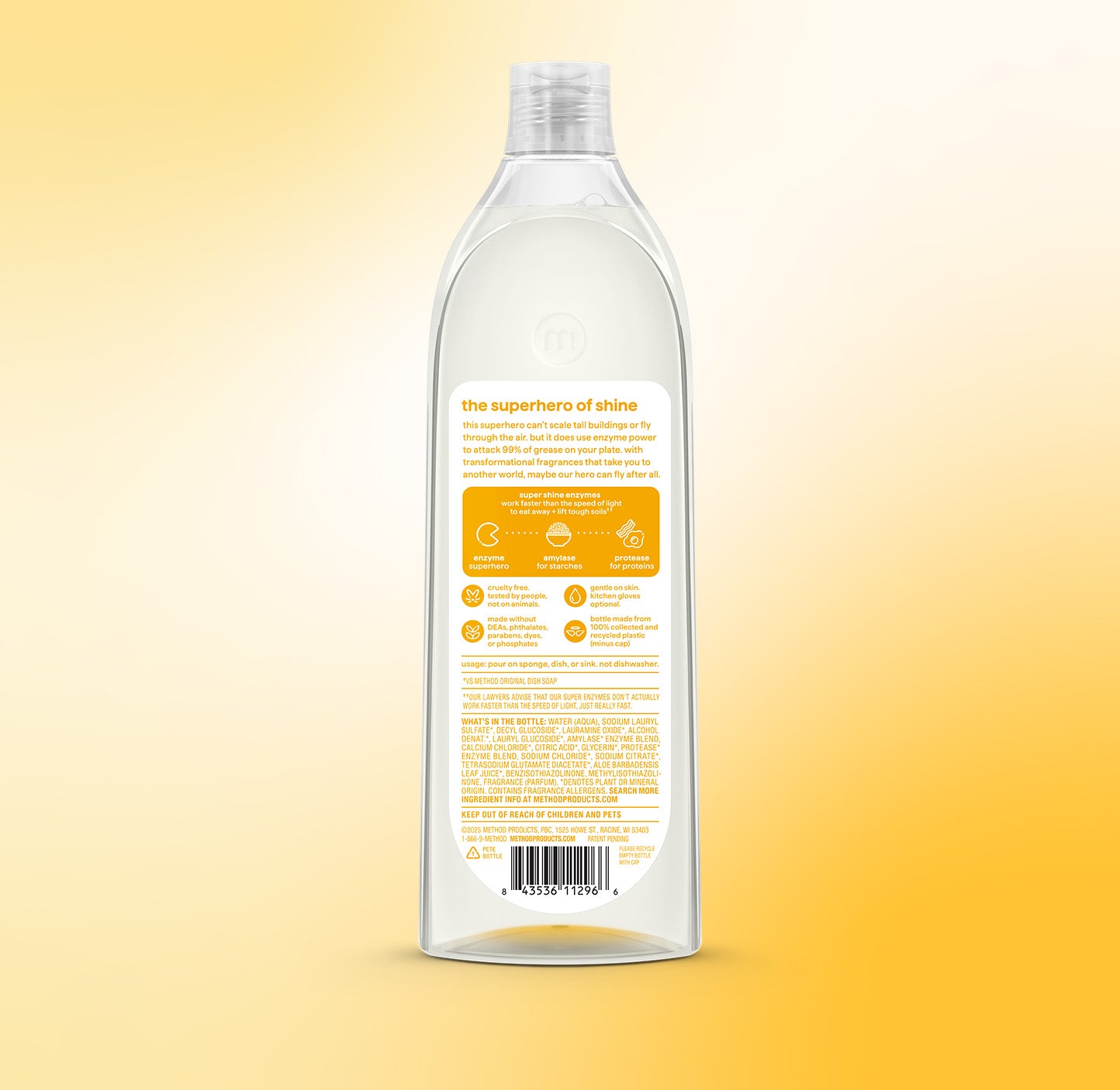 super shine liquid dish soap - coastal citron, 16 fl oz