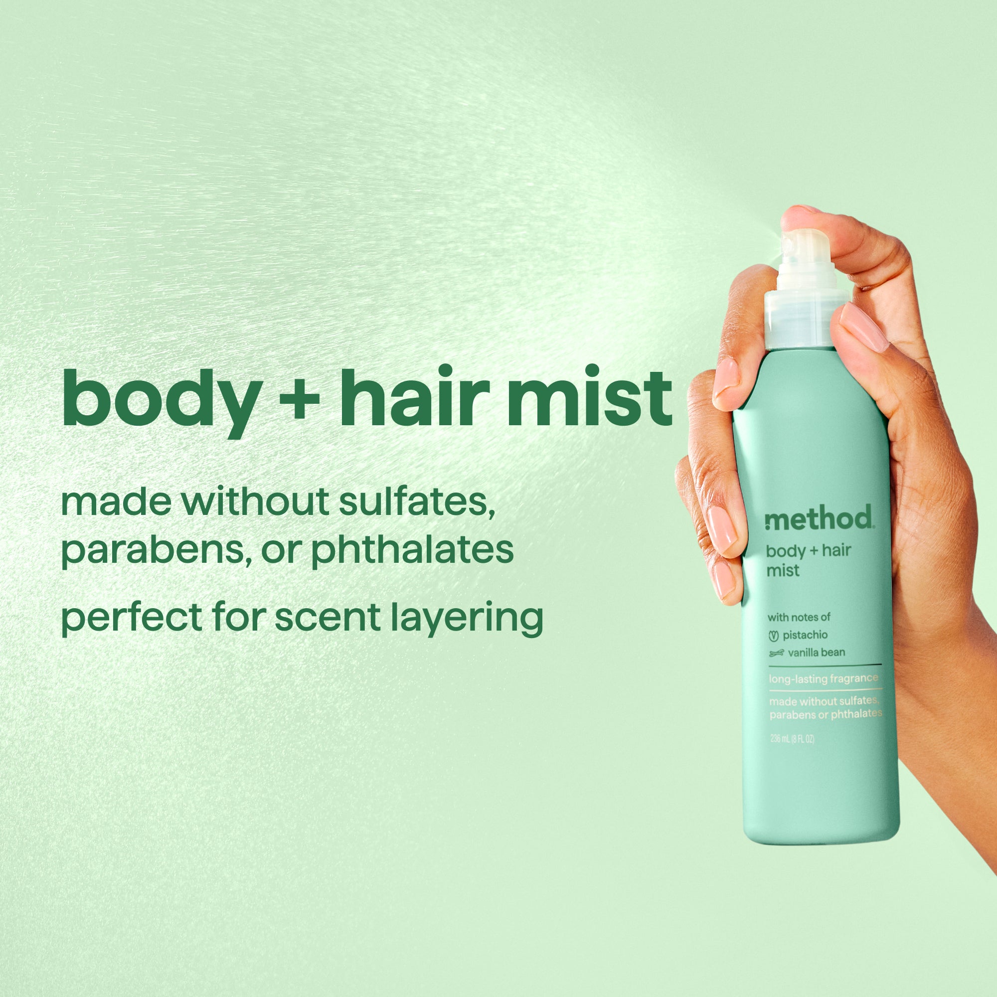 body + hair mist - pistachio + vanilla, 8 fl oz