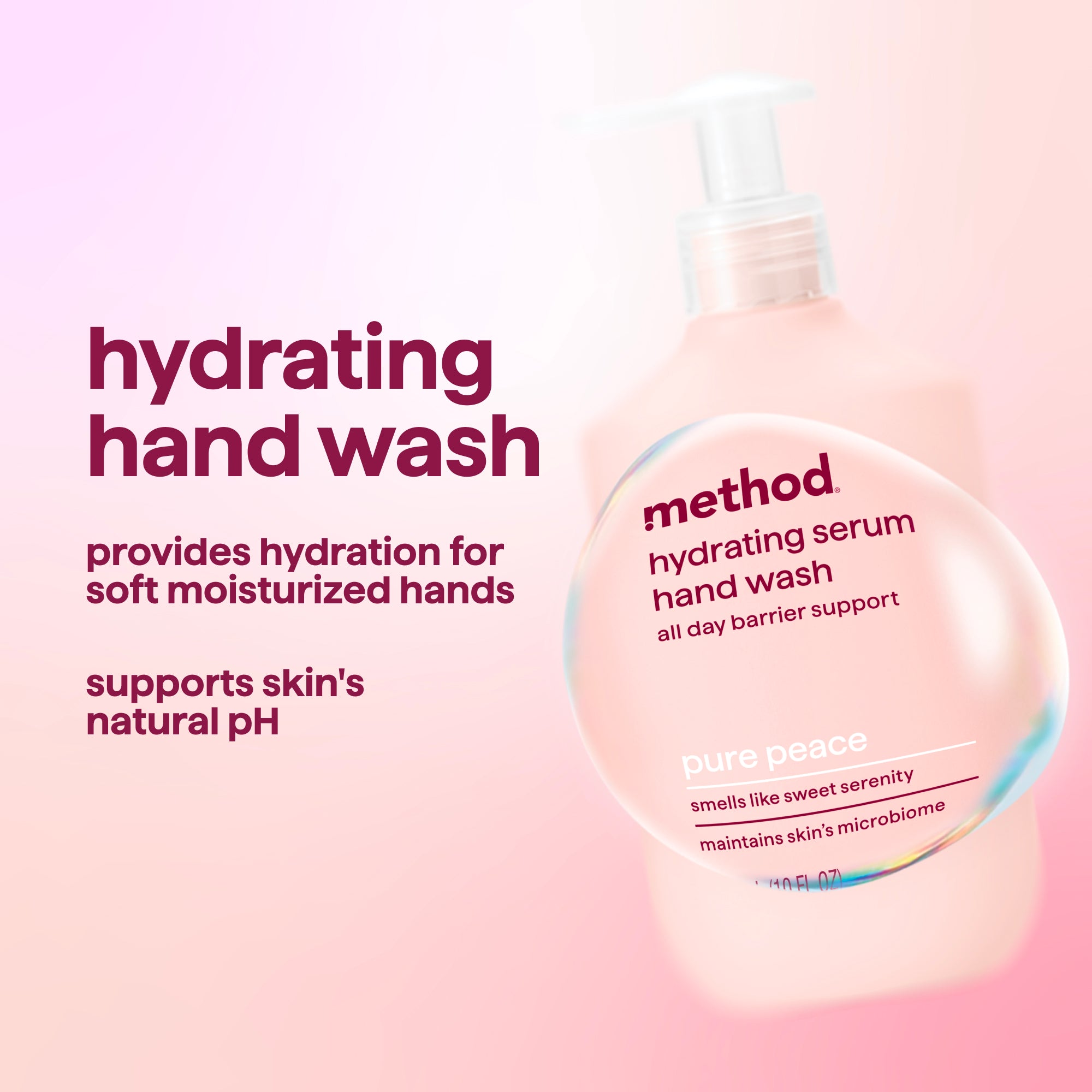 hydrating serum hand wash - pure peace, 10 oz – method products