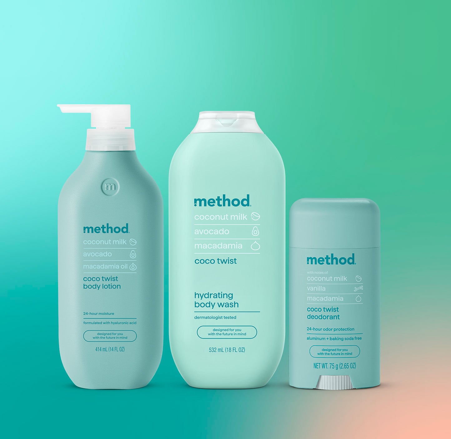 body care bundle - coco twist, 34.65 oz – method products