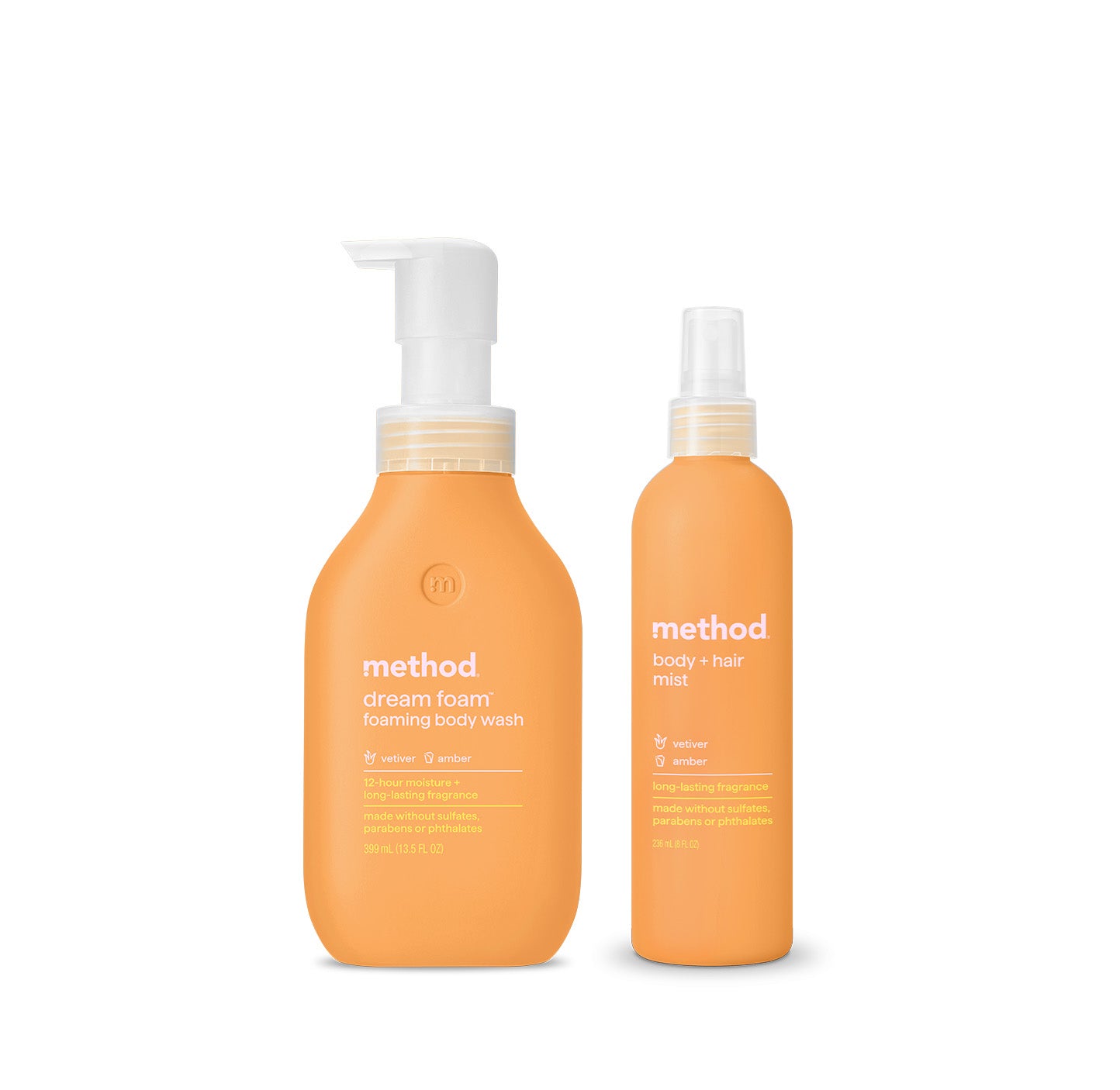 vetiver + amber body wash + mist duo – method products