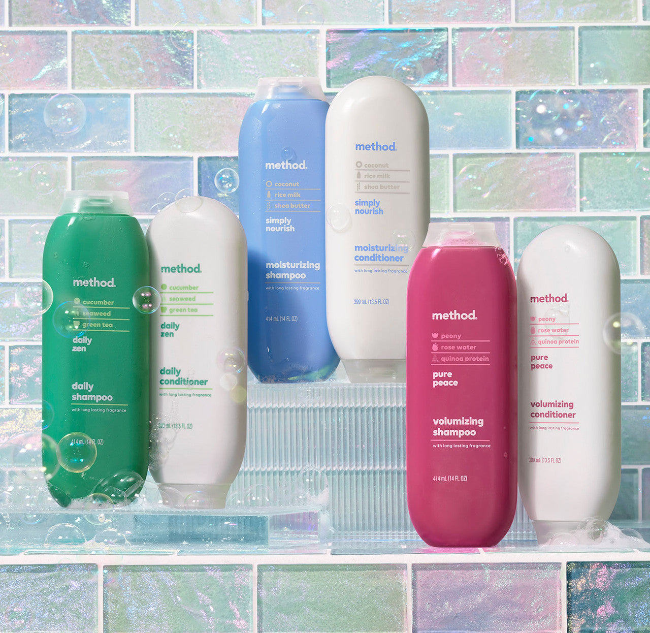 travel size pure peace shampoo, peony, rose water + quinoa protein