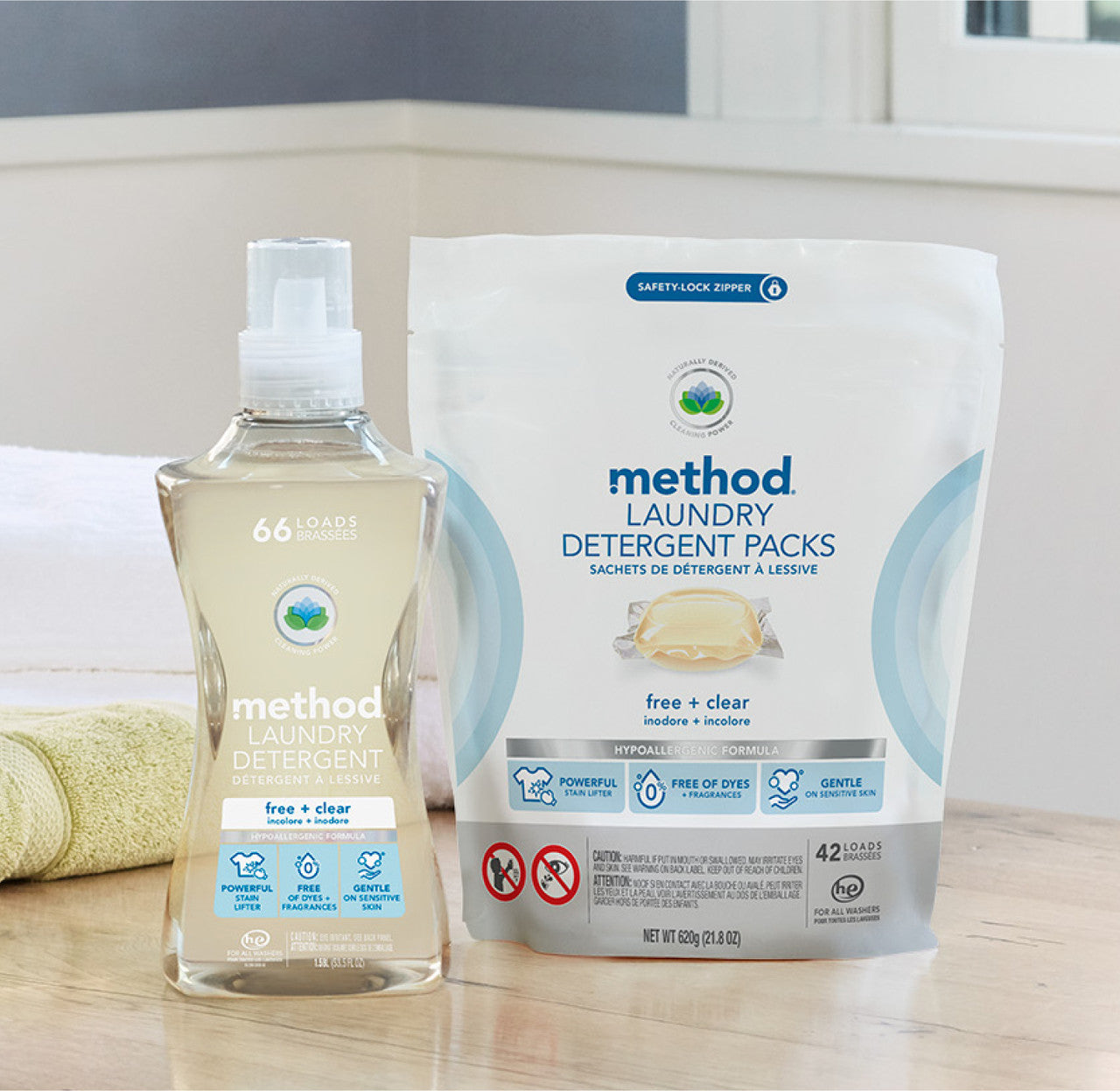 laundry detergent - free + clear, 53.5 fl oz
