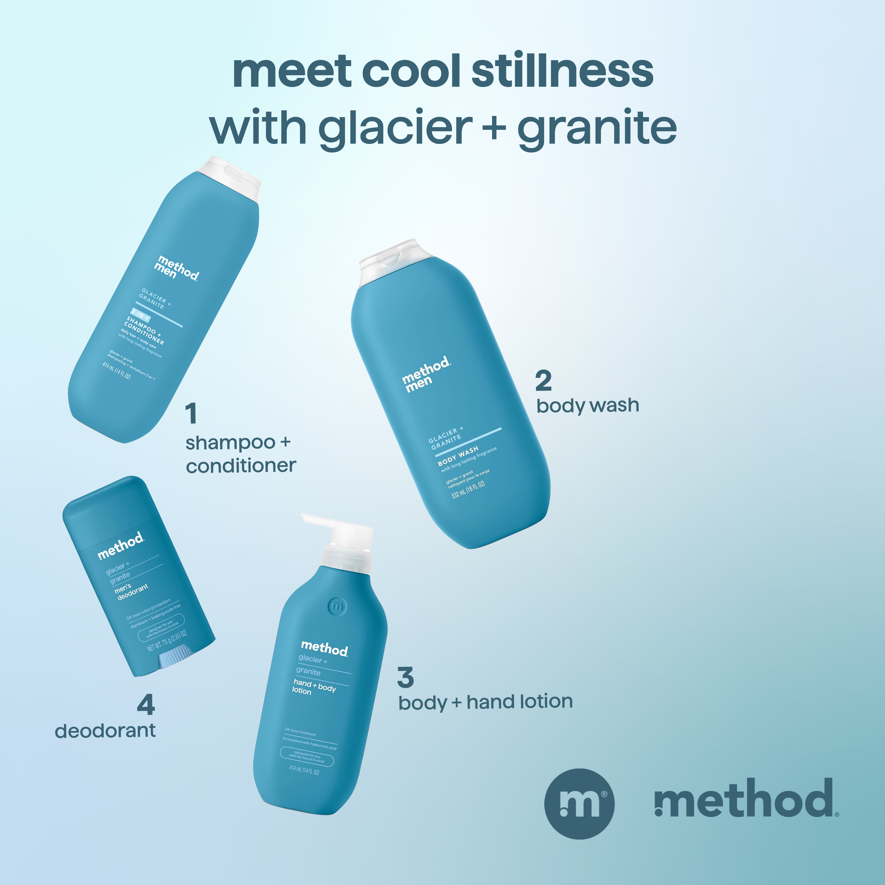 2-in-1 shampoo + conditioner - glacier + granite, 14 fl oz