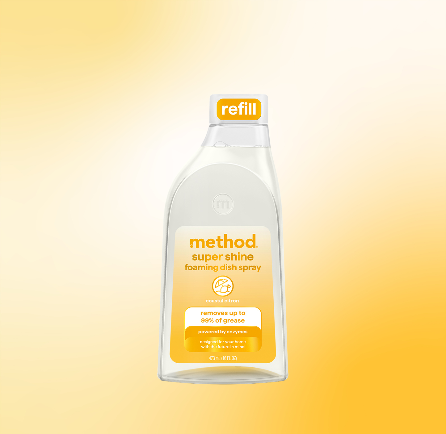 super shine foaming dish spray refill - coastal citron, 16 fl oz