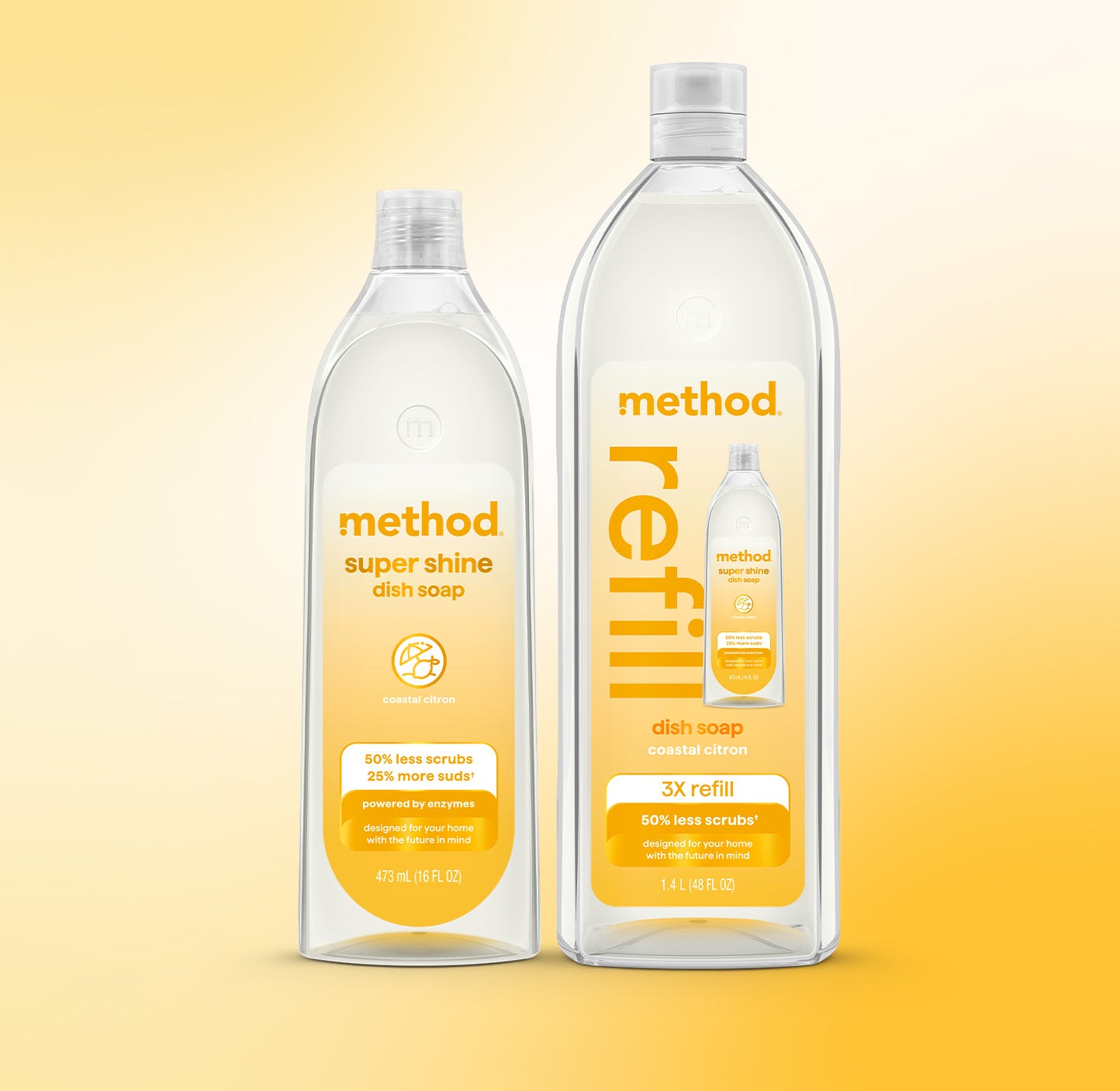 super shine liquid dish soap starter set - coastal citron, 64 fl oz