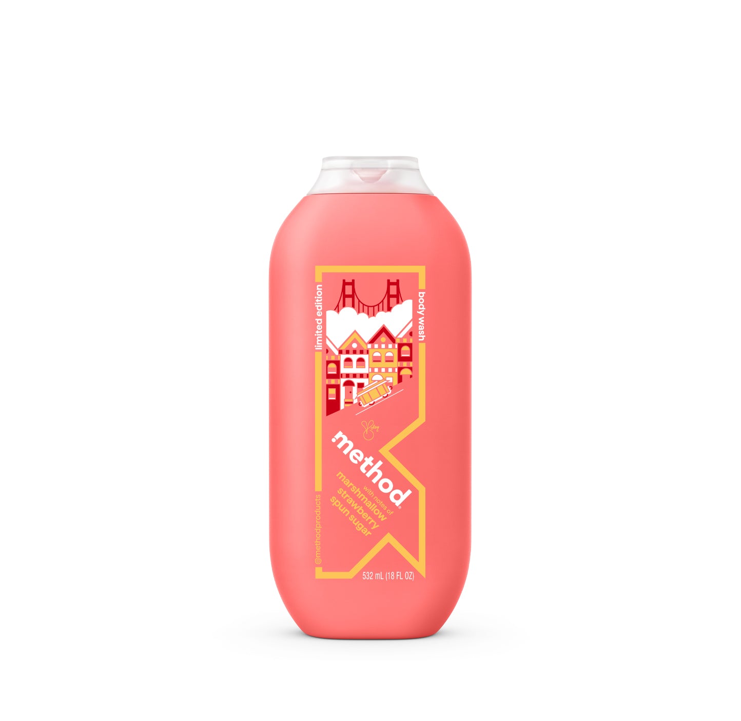 body wash - with notes of marshmallow, strawberry, and spun sugar, 18 oz.