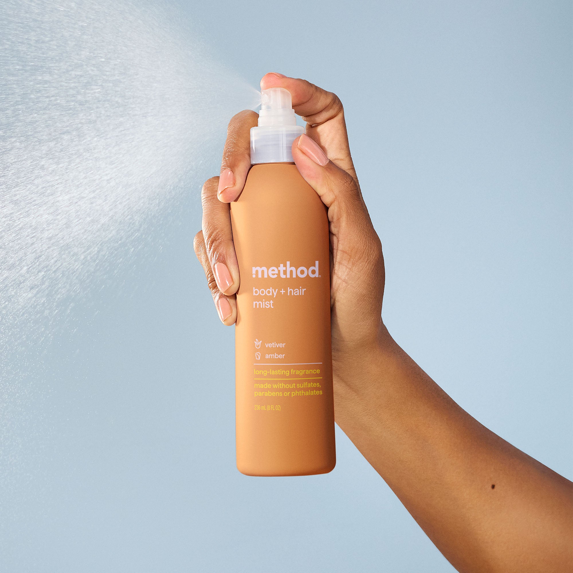 body + hair mist - vetiver + amber, 8 fl oz – method products