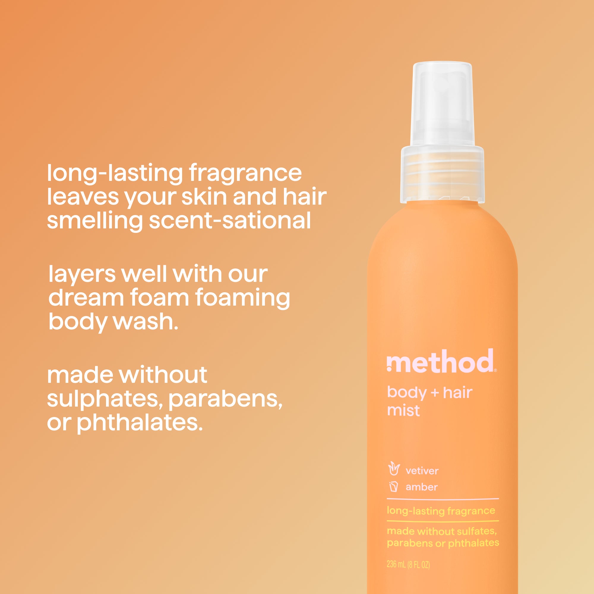 body + hair mist - vetiver + amber, 8 fl oz